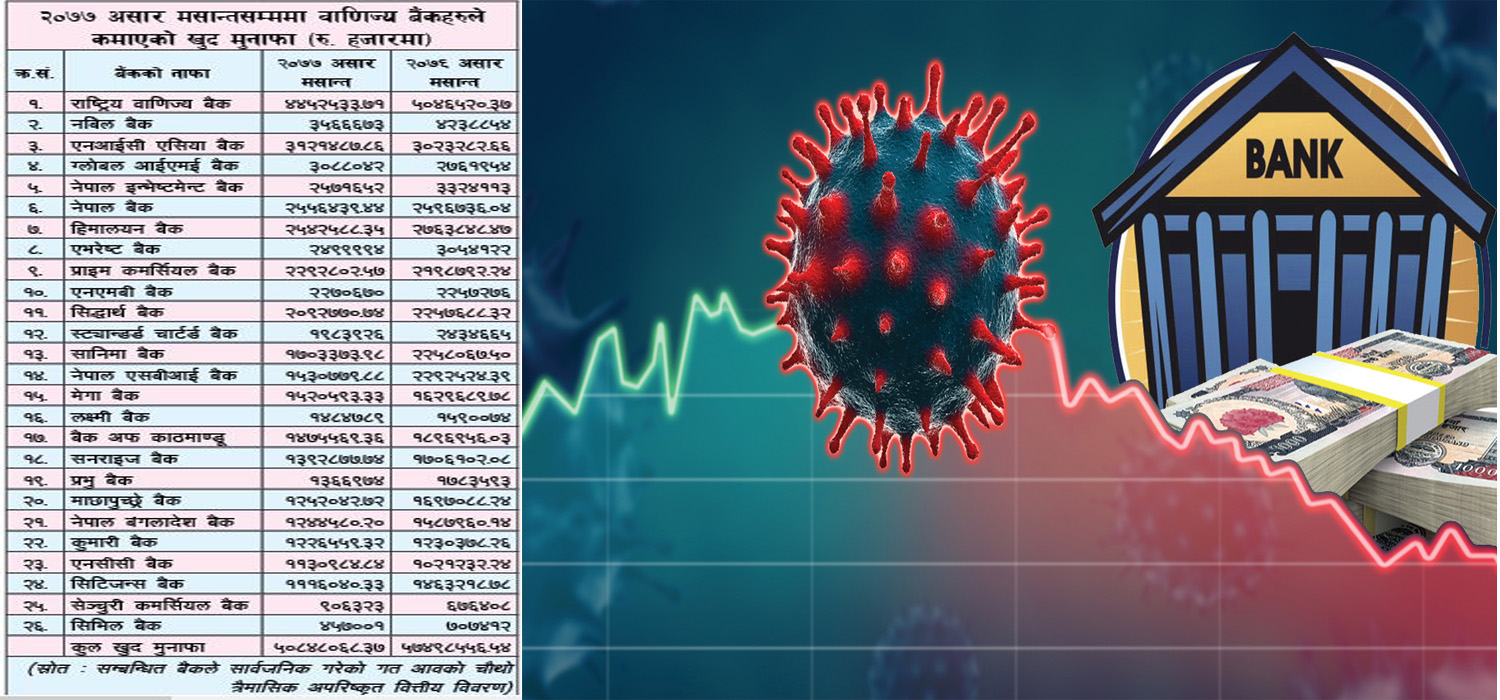बैंकहरुको नाफा घट्यो कुन बैंकको नाफा कति ?