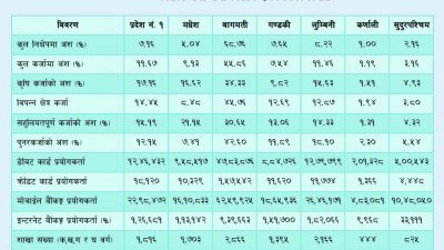 बैंकमा बागमती प्रदेशको ६८ प्रतिशत र कर्णालीको एक प्रतिशत मात्र रकम जम्मा