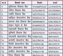 चार खर्ब ५४ अर्ब नाघ्यो विकास बैंकहरूको कर्जा