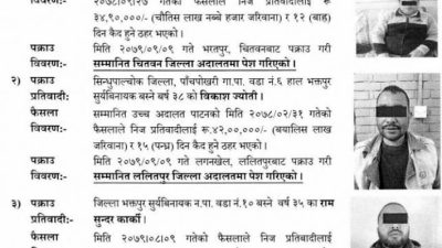 सीआईबीद्वारा बैंकिङ कसुर मुद्दाका चार जना फरार प्रतिवादी पक्राउ